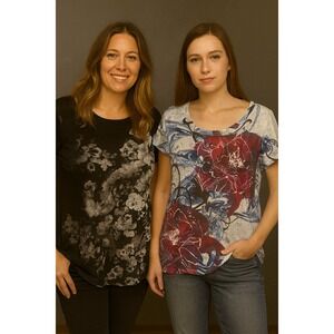 2 SMALL WOMEN'S TOPS – SIMPLY VERA WANG & LIVE AND LET LIVE – FLORAL PRINT
